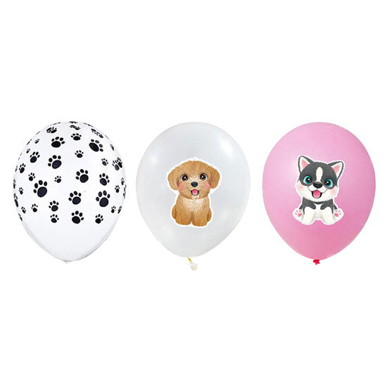 11" Dogs & Puppies Assorted Latex Balloons for helium or air filled.