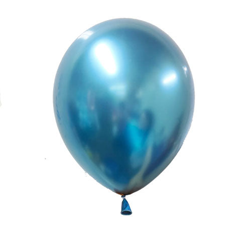 Teal or Turquoise tone latex balloon with chrome surface for a shiny metallic look for your party decor.