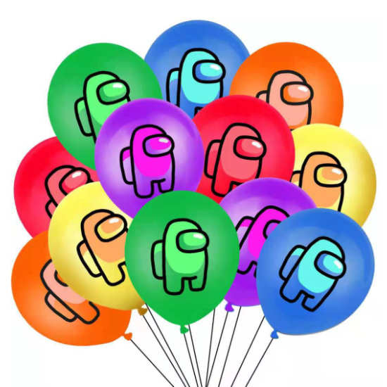 Among Us latex balloons in assorted colours! Fill them with helium and have them floating around.