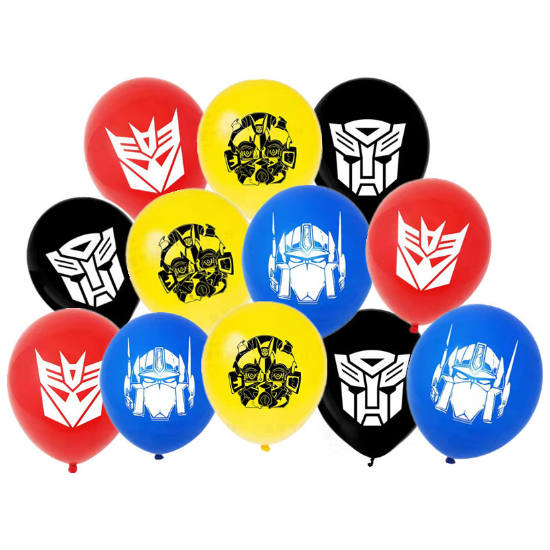 Load image into Gallery viewer, Cool Transformers Latex Balloons - with the Autobots and Decepticons logos and Optimus Prime and Bumble Bee!

