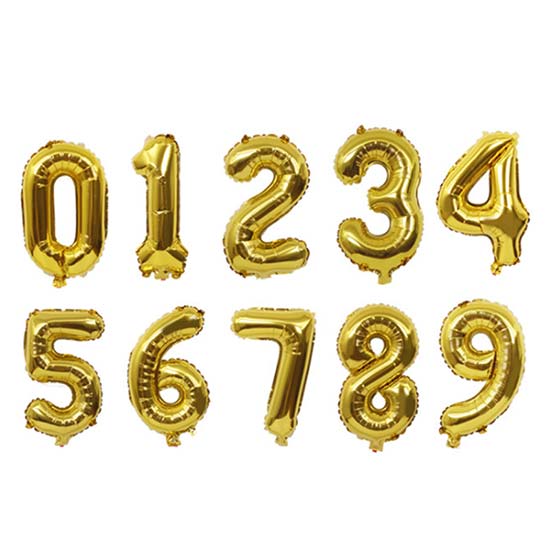 Mini 16" Gold Number Balloons (Airfilled)
