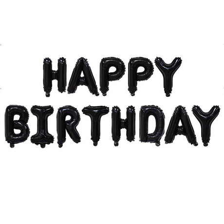 Black Happy Birthday Letter Balloons.