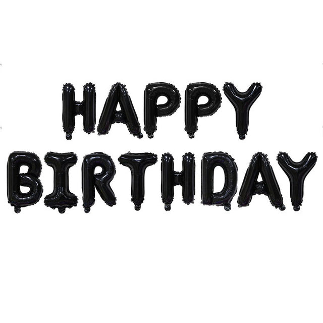 Black Happy Birthday Letter Balloons.