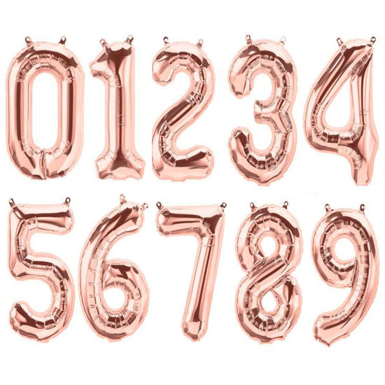 Mini 16" Rose Gold Number Balloons (Airfilled)