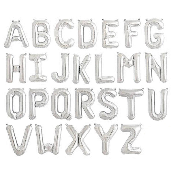 Silver foil letter balloons.