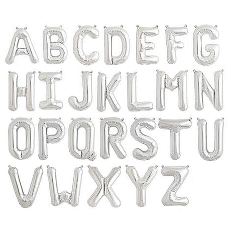 Silver foil letter balloons.