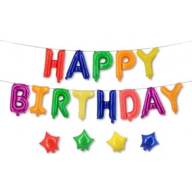 Mini 16in Happy Birthday Foil Balloon Colorful (Airfilled)
