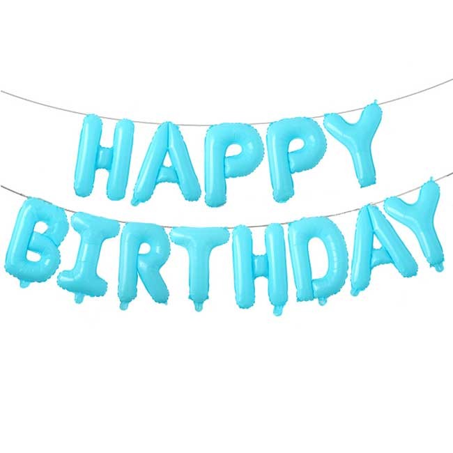 Load image into Gallery viewer, Light Blue Happy Birthday Balloon Package.
