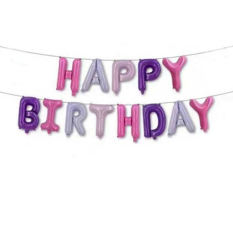 Pink & Purple Happy Birthday Letter Balloons.