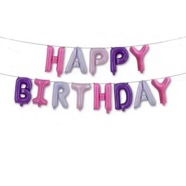 Pink & Purple Happy Birthday Letter Balloons.