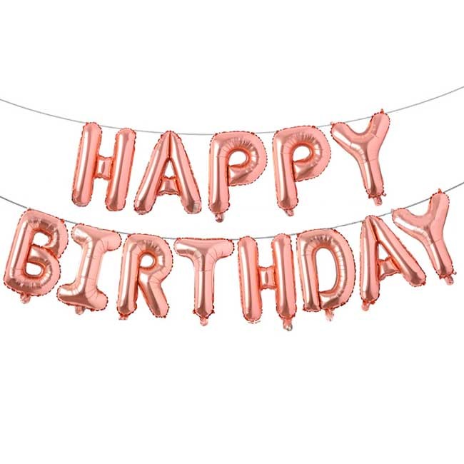 Rose Gold Happy Birthday Balloon Package.