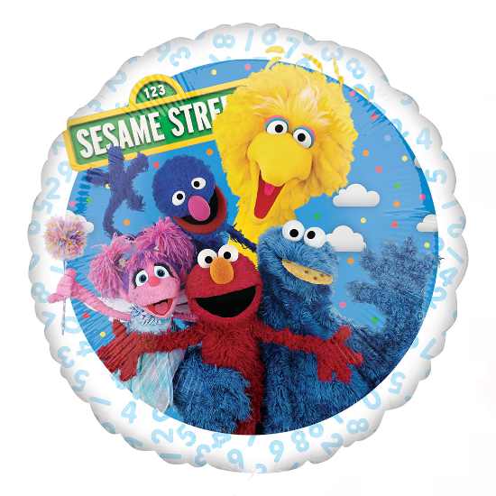 Load image into Gallery viewer, Sesame Street Gang Foil Balloon with helium filled.
