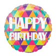 17" Colorful Triangles Happy Birthday Balloon