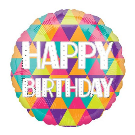 17" Colorful Triangles Happy Birthday Balloon