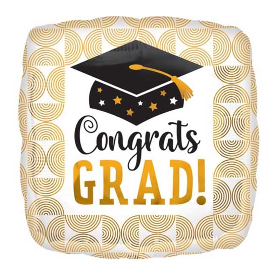17" Congrats Grad Ribbed Lines Balloon