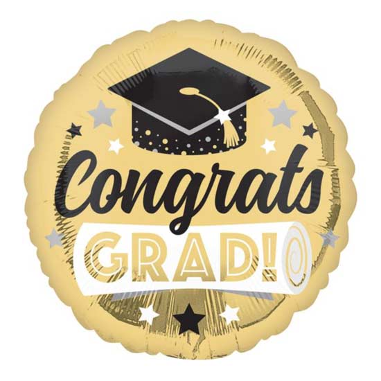 17" Congrats Grad Shiny Gold Balloon