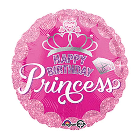 18" Princess Crown Happy Birthday Balloon