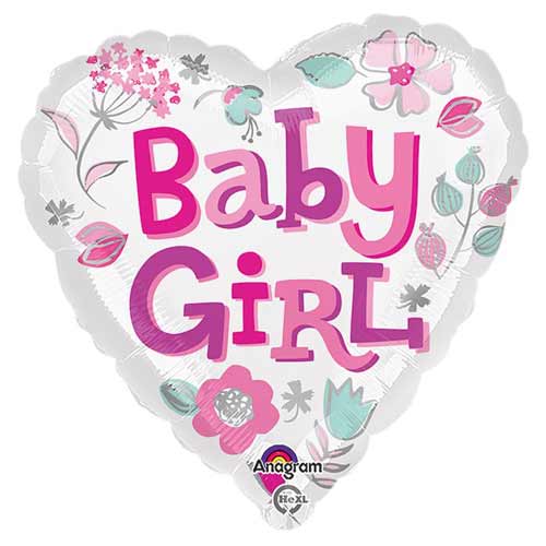 17" Baby Girl Hearts Balloon