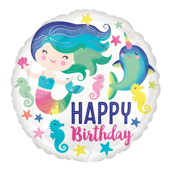 18" Mermaid Narwhal Foil Balloon