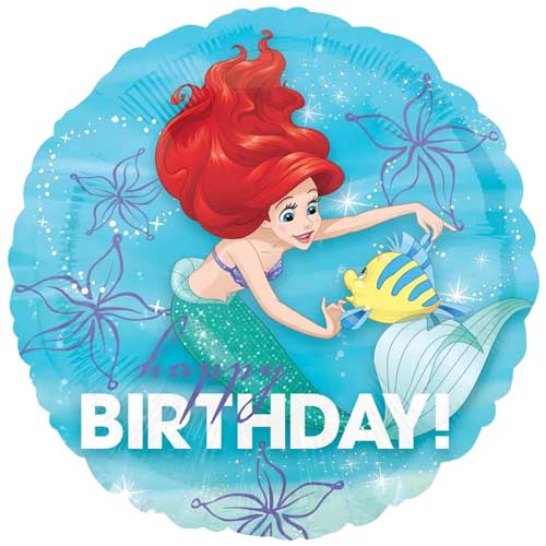Ariel Mermaid Happy Birthday Balloon