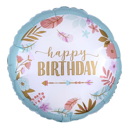 18" Boho Happy Birthday Balloon