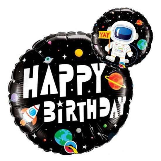Load image into Gallery viewer, Astronaut Outer Space Happy Birthday Balloon
