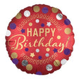 18" Satin Red Happy Birthday Balloon