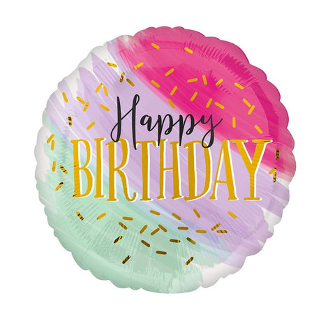 18" Water Color Happy Birthday Balloon