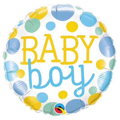18" Dots Baby Boy Balloon