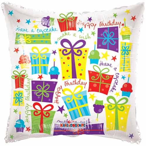 18" Presents Happy Birthday Balloon