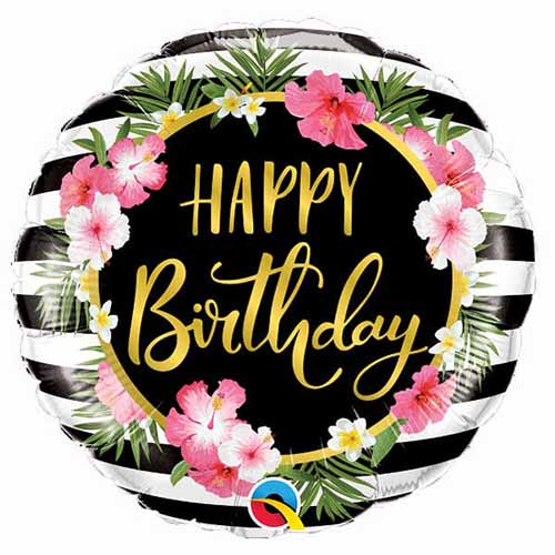 18" Hibiscus Happy Birthday Balloon