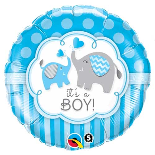 18" Elephants Baby Boy Foil Balloon