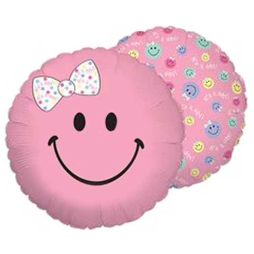 18" Smiley Baby Girl Foil Balloon