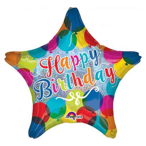 18" Star Sparkle Happy Birthday Balloon