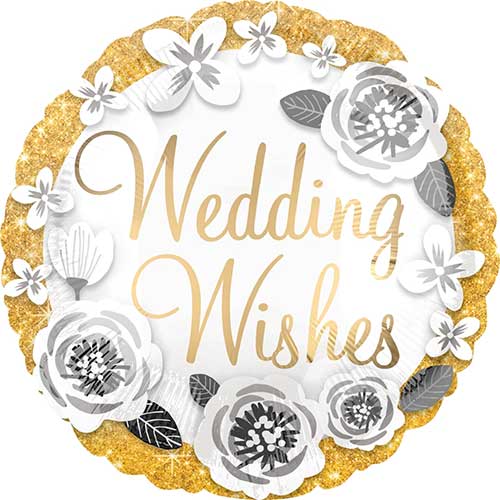 18" Wedding Wishes Gold & Silver Balloon