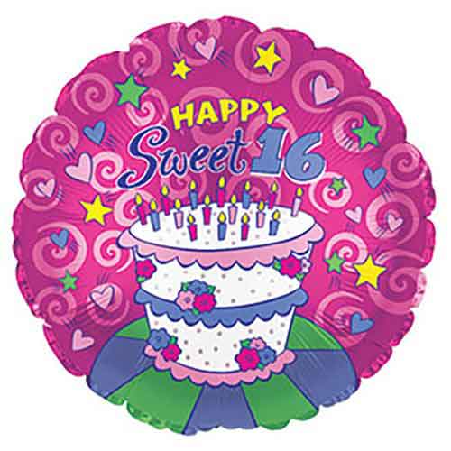 18" Happy Sweet 16 Birthday Balloon