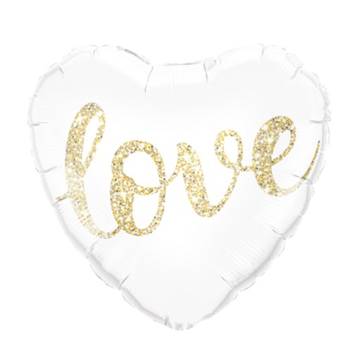 18" Glitter Gold Love Heart Balloon