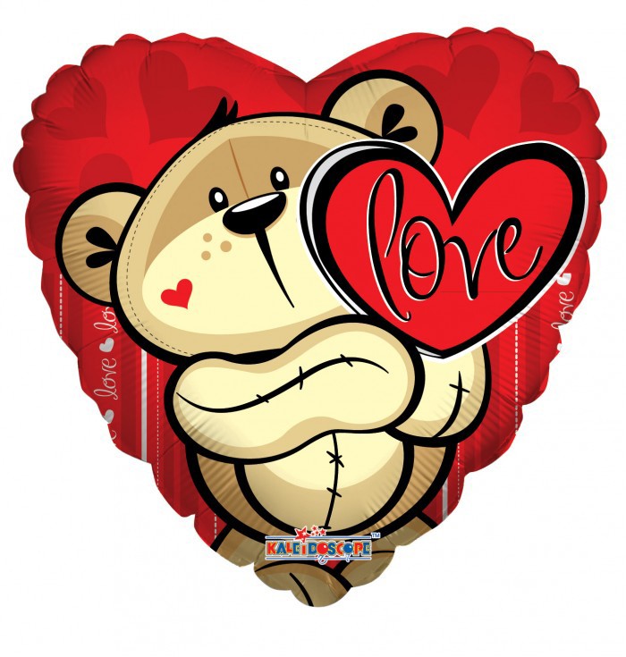 18" Love Heart Bear Balloon