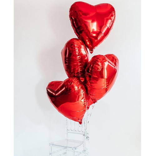 18" Red Hearts Foil Balloon Bundle (5PC)
