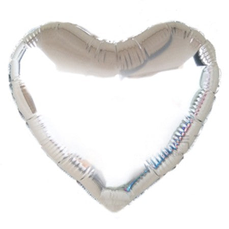 Silver Heart Shaped Helium Balloon.
