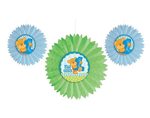 Bear 1st birthday Fan Decoration Kit for a marvellous birthday party!