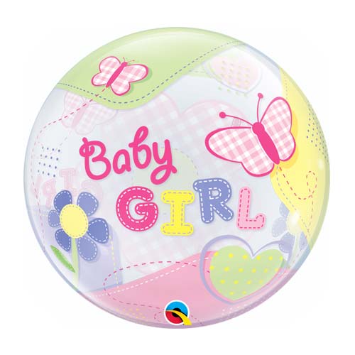 22" Baby Girl Butterflies Bubble Balloon