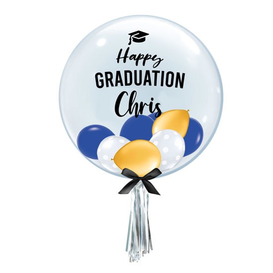 24" Personalised Name Congrats Grad Clear Bubble Balloon