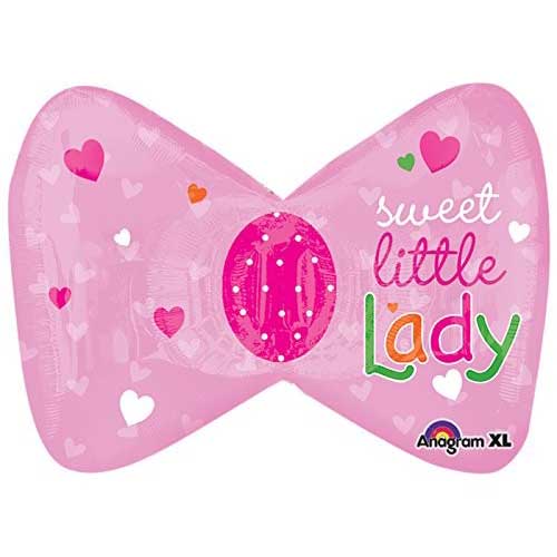 27" Sweet Little Lady Bow Tie Baby Balloon