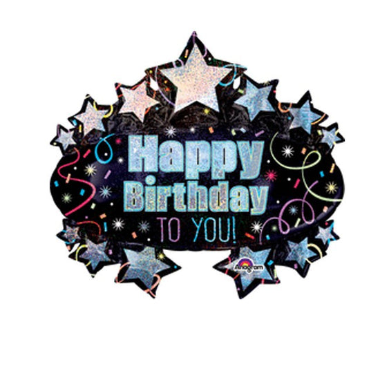 31" Brilliant Holographic Happy Birthday Balloon