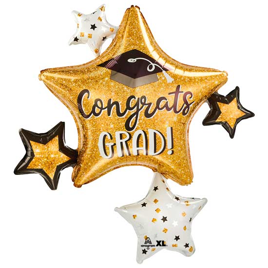 35" Congrats Grad Star Cluster Balloon