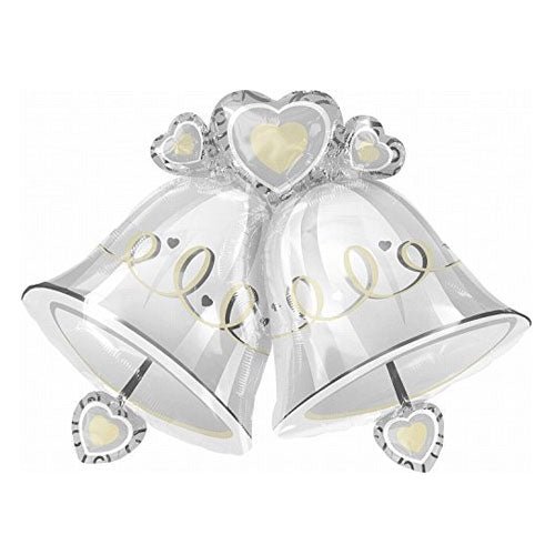 Satin Floral Wedding Bell Foil Balloon, 33in x 24in