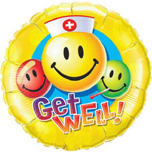 36" Get Well Soon Smiley Balloon