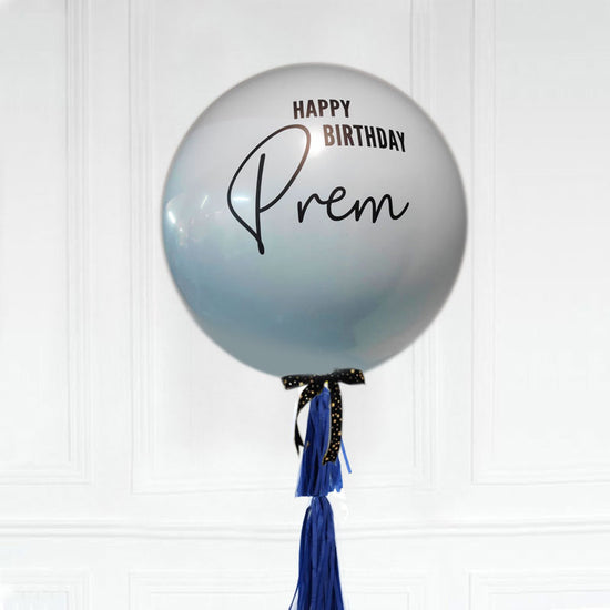Customised a Jumbo Latex Helium Balloon with a personalised birthday message.