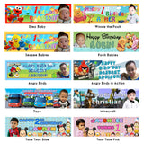 Elmo and Pooh Bear Birthday Banner with customized printed photo.